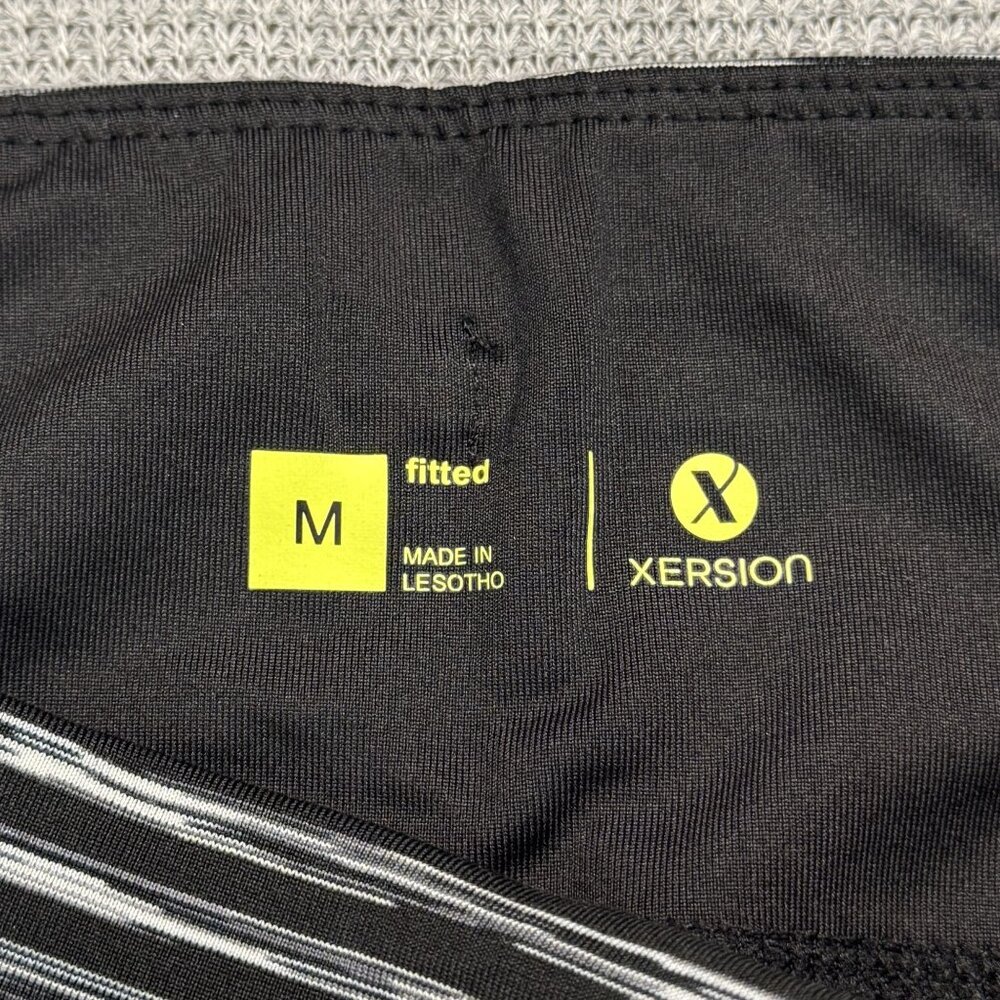Xersion Black Striped Cropped Activewear Pants Womens Size M Stretch Yoga Mesh - Picture 7 of 16
